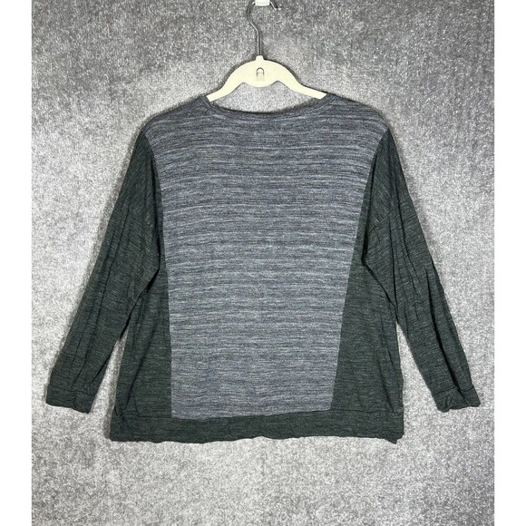 Madewell All Around Tee Shirt Top Colorblock Womens Medium Gray Green V-Neck - Picture 2 of 15